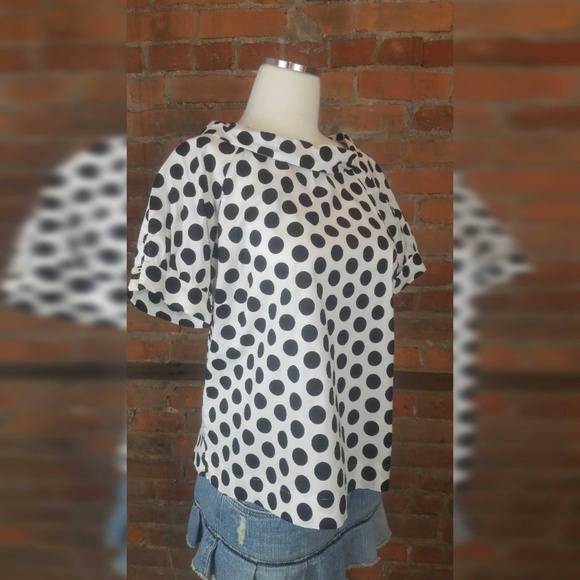 Ann Taylor Tops - Ann Taylor Women’s Top White w/Black Polka Dots